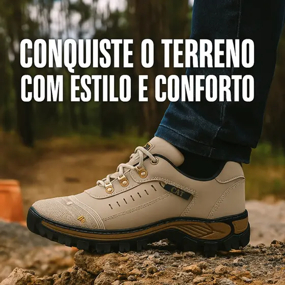 Tênis Masculino Couro Tratorado Motociclista Trilha Coturno Adventure Moto Reforçado