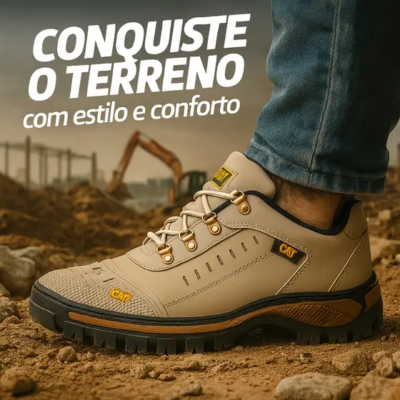 Tênis de Segurança Trabalho Masculina Couro Sola Tratorada Coturno Para Obras  Macio