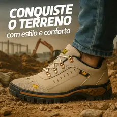 Tênis de Segurança Trabalho Masculina Couro Sola Tratorada Coturno Para Obras  Macio