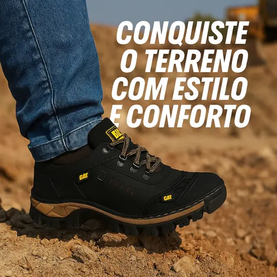 Tenis Masculino Couro Legitimo Sola Tratorada Coturno Casual Urbano Confortável