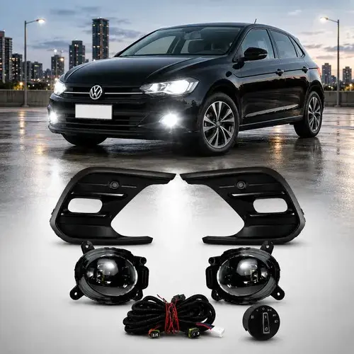 Kit Farol Milha Led Polo A Partir 2023 Comfortline Sense Tsi Neblina Serra Serração Farol Farolete Baixo Alto Noite Estr