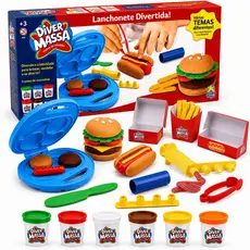 Kit Massinha Lanchonete Com Moldes Divertida Brinquedo Infantil 6 Potes De Cores Massa Modelar Soft Forminha Colorida