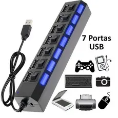 Hub Usb 7 Portas Expansor Rapido 5 Gbps Alta Velocidade Liga/Desliga c/LED Indicador