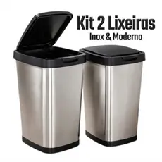 1 Ou 2 Lixeiras Inox 9L Tampa Click Moderna Compacta Cozinha Banheiro Premium Fácil Limpeza