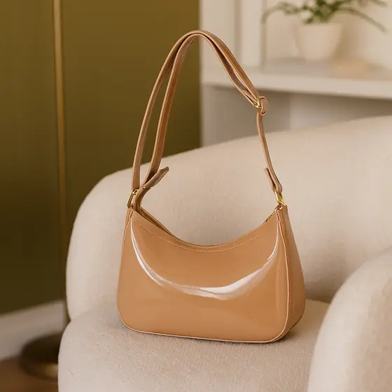 Bolsa Feminina De Ombro Ajustável Moda Meia Lua Luxo De Verniz Ali Freitas