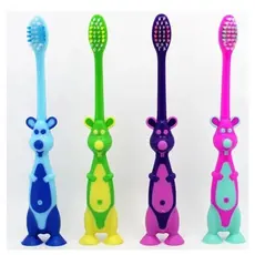 5 Escova De Dente Infantil Bebê Criança Bichinhos Macia Higiene Bucal Limpeza Divertida C/ Protetor