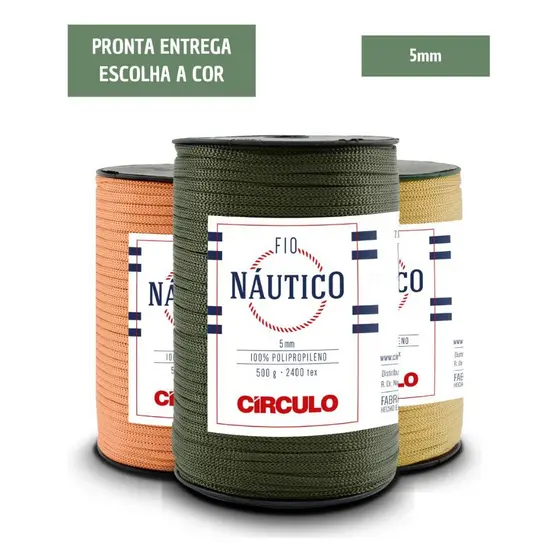 Fio Náutico Círculo 500g 208m 5mm Polipropileno Crochê Bolsas Cestos