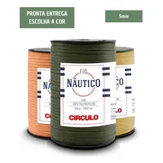 Fio Náutico Círculo 500g 208m 5mm Polipropileno Crochê Bolsas Cestos