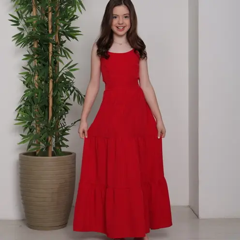 Krica Kids - Vestido Longo Juvenil Menina Festa Costas Vazadas Lastex