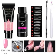 Kit Poligel Alongamento Unha 5 PÇS Polygel 15g+Molde 20 PÇ+ MONOMER + Pincel + Espatula