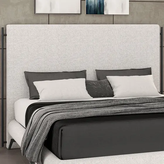 Cabeceira Cama Box King 195cm Estofada Goya P05 Linho Cinza Claro - Lyam Decor