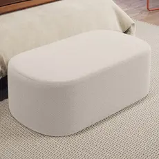 Puff Decorativo Orgânico para Living Quarto 100cm Doha W01 Bouclê Creme - Lyam Decor