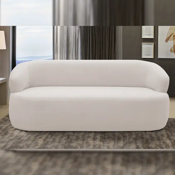 Sofá 3 Lugares Orgânico Sala de Estar Living 170cm Carmen F04 Bouclê Cru - Lyam
