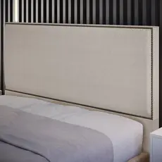 Cabeceira Cama Box Casal Com Tachas 140 cm Vicenza L02 Linho Bege - Lyam Decor