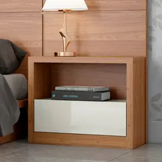 Mesa de Cabeceira Moderna 1 Gaveta Cameron D03 Freijó Off White - Lyam Decor