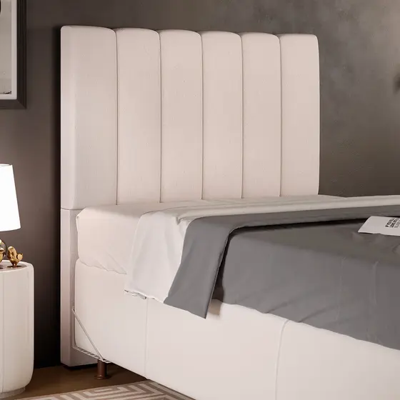 Cabeceira Cama Box Painel Solteiro 100 cm Dália W01 Linho Cru - Lyam Decor