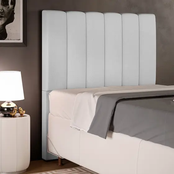 Cabeceira Cama Box Painel Solteiro 100 cm Dália W01 Linho Cinza - Lyam Decor