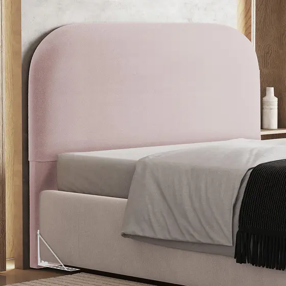 Cabeceira Cama Box Queen 160cm Orgânica Lanna W01 Bouclê Rosê - Lyam Decor
