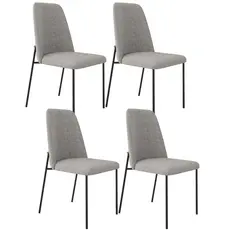 Kit 04 Cadeiras Decorativa Estofada Para Sala De Jantar Bella L02 Linho Cinza Escuro - Lyam Decor