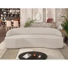 Sofá 3 Lugares Curvo Sala de Estar Living Lótus D02 Linho Bege 210 cm D-463 - Lyam Decor