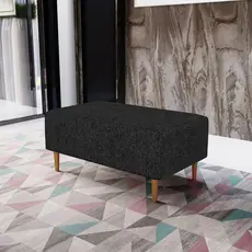 Puff Decorativo Sala de Estar Cléo W01 Pés Palito 90 cm Linho Chumbo - Lyam Decor