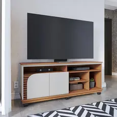 Rack para Sala De Estar TV 65 Pol com Rodízios Laguna C04 Freijó Off White - Lyam Decor