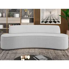 Sofá 3 Lugares Curvo Sala de Estar Living Cancún D02 Linho Cinza 180 cm D-315 - Lyam Decor