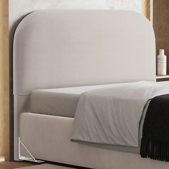 Cabeceira Cama Box Queen 160cm Orgânica Lanna W01 Bouclê Creme - Lyam Decor