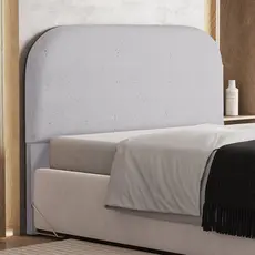 Cabeceira Cama Box King 195cm Orgânica Lanna W01 Linho Cinza - Lyam Decor