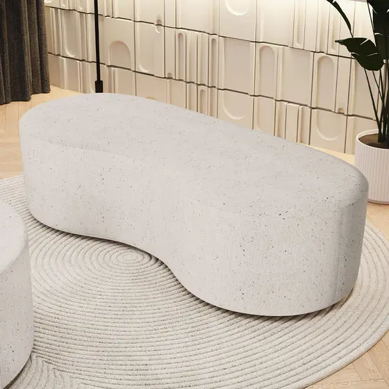 Puff Decorativo Orgânico para Living Quarto 140cm Orbit W01 Linho Cru - Lyam Decor
