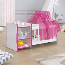 Berço Para Boneca Cristal Ursinho C02 Brinquedo Infantil Branco Rosa - Lyam Decor