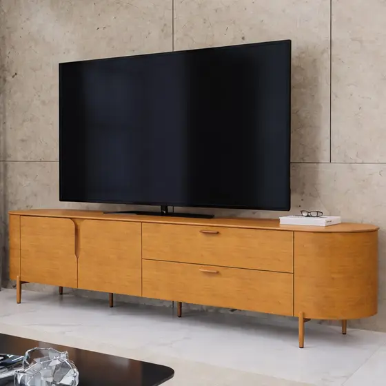Rack Para Sala de Estar TV 75 Pol Orgânico Dion D05 Cedro - Lyam Decor