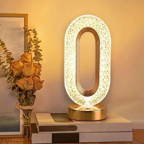 Luminária De Mesa Lâmpada Touch Quarto Luxuosa Cristal Acrílico 3 Tons De Led
