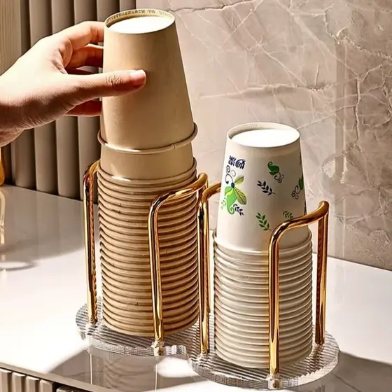 Suporte Duplo Para Copos Acrílico Descartável De Chá De Água Prateleira Com Canecas Mais Longo Organizador Doméstico