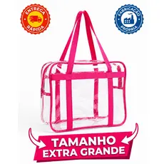 Sacola Bolsa Jumbo Multiuso Cristal PVC 0,20mm com Reforço EXTRA Alças de Nylon - Maternidade Praia Uso institucional