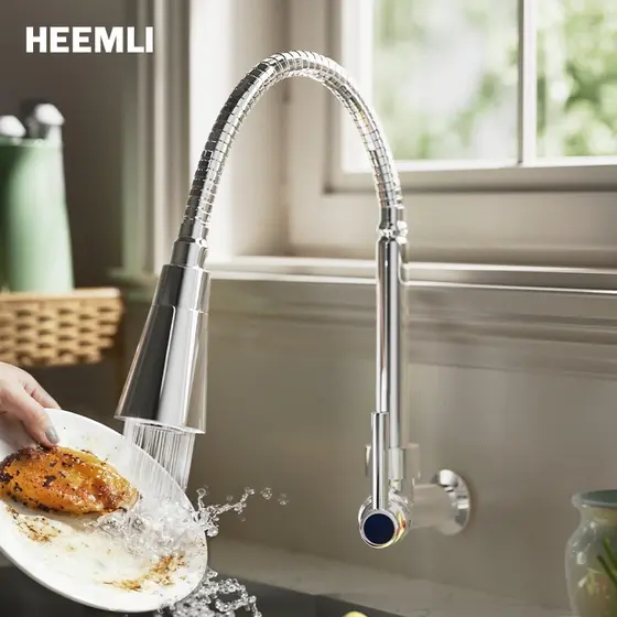 Heemli Torneira Gourmet Cozinha para Parede de Cozinha com Chuveiro Flexível 360° para Pia de Cozinha Gourmet Cromado