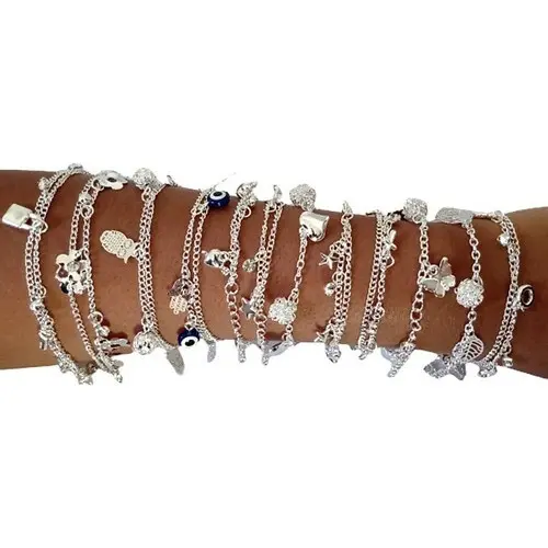 KIT Pulseiras Femininas Folheadas Banhadas À Prata  ou BANAHDO dourado