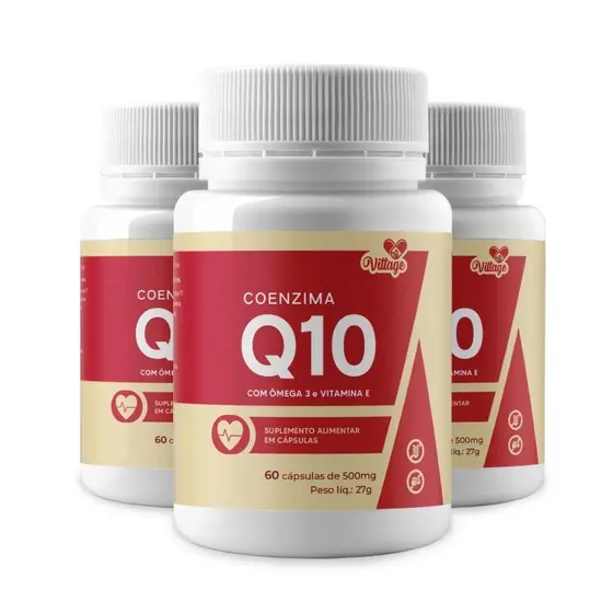 KIT 3 Coenzima Q10 ORIGINAL  com Vit E  e ÔMEGA 3 VITTAGE