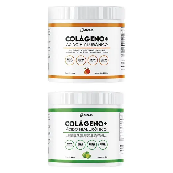 Kit 2x Colágeno + Ácido Hialurônico Limão - Tangerina  Zero Açúcar
