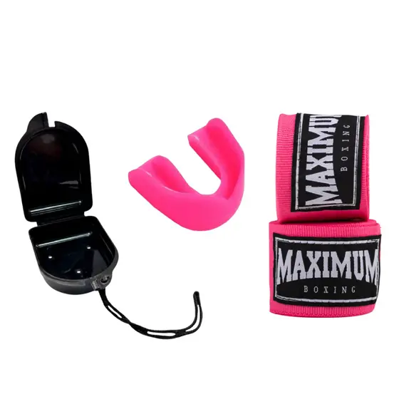 Protetor Bucal + Bandagem 3 Metros Maximum Rosa Pink – Boxe e Muay Thai