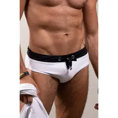 Sunga Slim JotaVê Jacquard Black and White Preta Moda Praia Masculina Verão