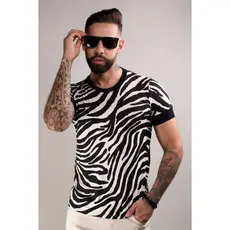Camiseta Masculina JotaVê Viscolycra Estampa Zebra Moda Casual Confortável