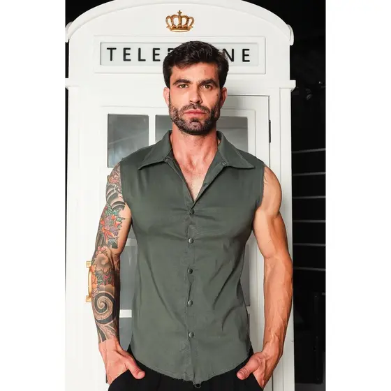 Camisa Masculina JotaVê Modelo Machão Amarela Moda Masculina Casual Festa