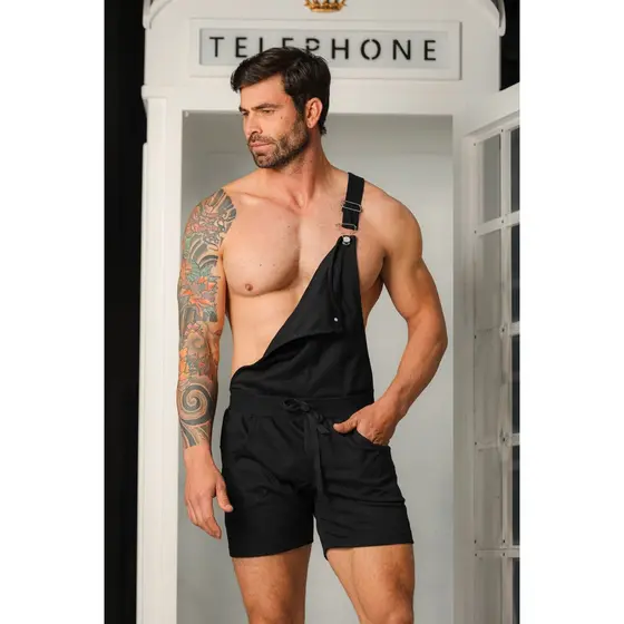 Macaquinho Jardineira Masculino JotaVê Preto Moda Masculina Verão Casual