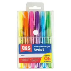 Marca-Texto Gel Twist com 6 cores - Tris