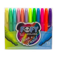 Marca-Texto Neon + Pastel com 12 Cores - Fofy
