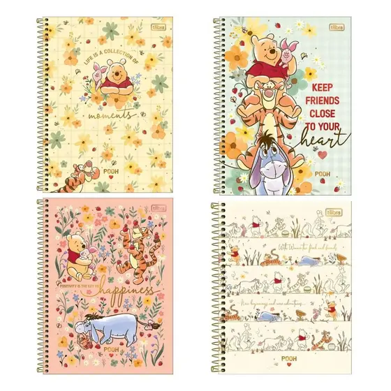 Caderno Universitário Ursinho Pooh - 160F 10M Sortido
