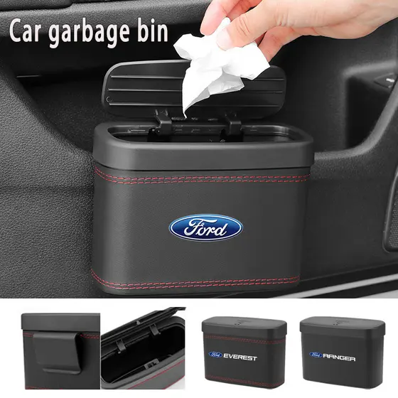 Lixeira De Carro Ford Com Tampa Pequena À Prova De Vazamento Mini Lata De Lixo De Couro Para Ranger Ka Focus new Fiesta
