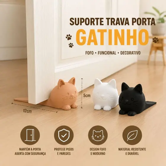 Suporte Trava Porta Gatinho Fofo Aparador Peso Porta Trava Porta Cunha