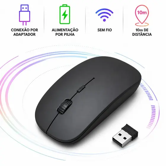 Mouse Sem Fio Portátil Pilha Notebook Windows mac Linux